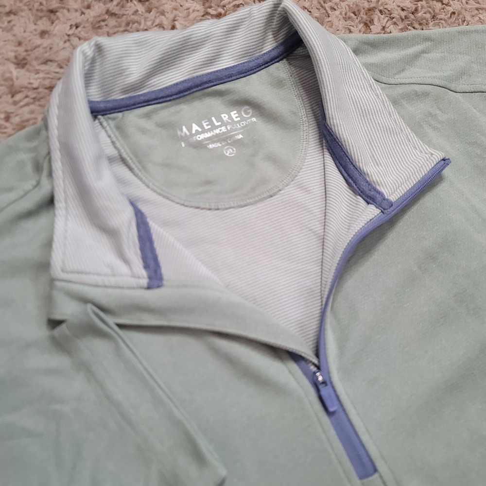 MAELREG Performance Pullover Mens XL Sage Green Quarter Zip Long Sleeve Shirt